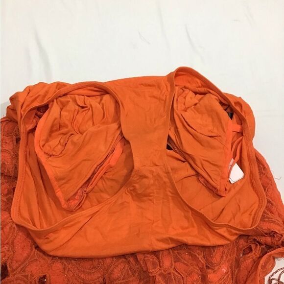 ASOS Orange Sequin Fringe Midi Slip Dress New Size 8 - Picture 10 of 16